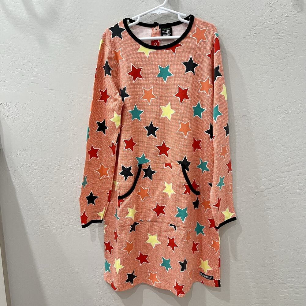 Villervalla Orange Star Long Sleeve Dress